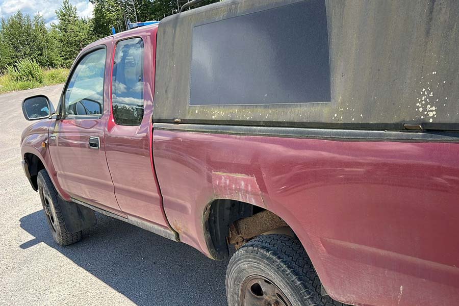 Red pickup truck